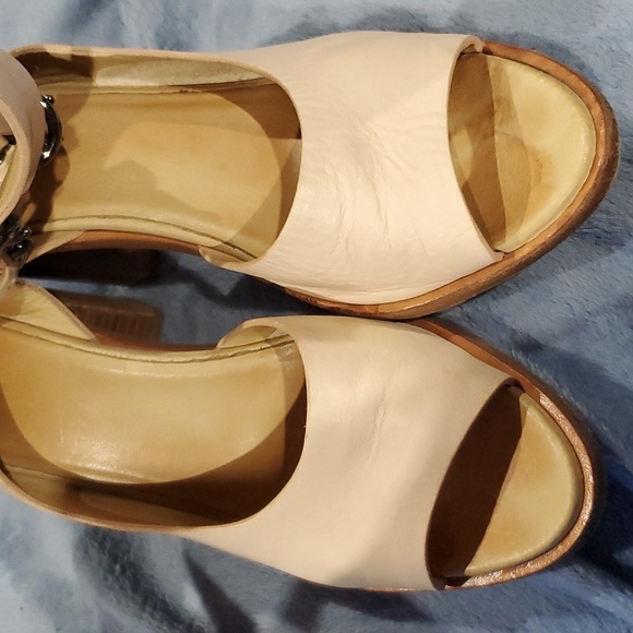 Rag & bone peach pink leather peep toe stacked heel - Picture 8 of 10
